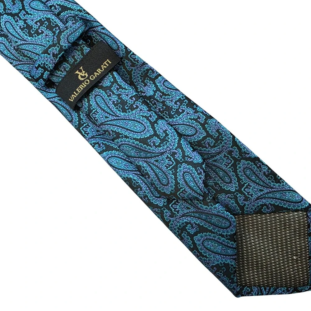 Valerio‎ Garati Paisley Neck Tie Blue Black Paisley Print Formal Mens